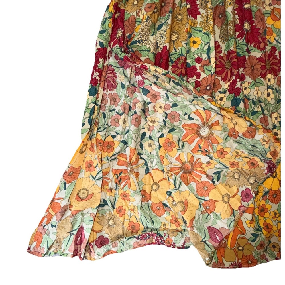 Natural Life Skirt Size M Floral Boho Maxi Pull On Cottage Smocked NWT Side Slit - Picture 6 of 6